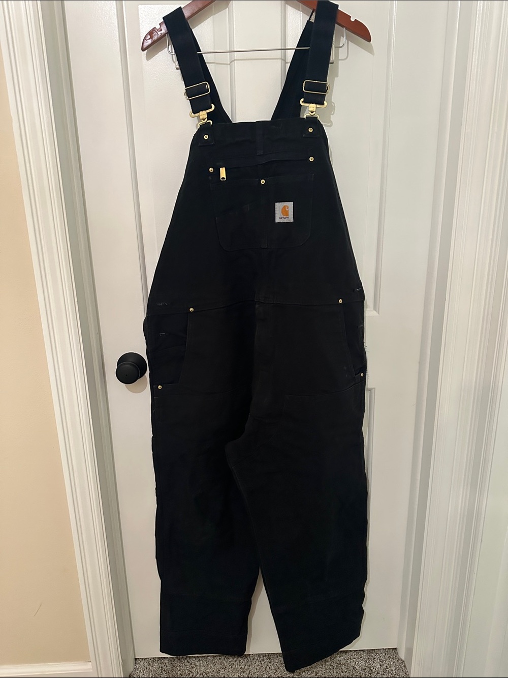 Carhartt Black Canvas Overalls with Brass Hardware